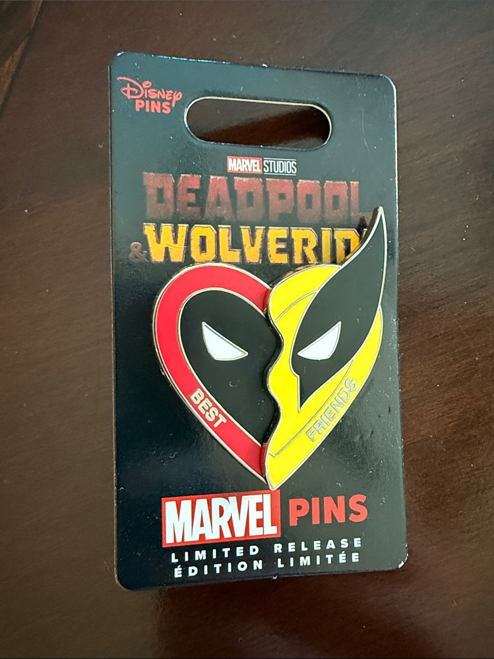 Marvel Deadpool & Wolverine Heart Pin - Red & Yellow